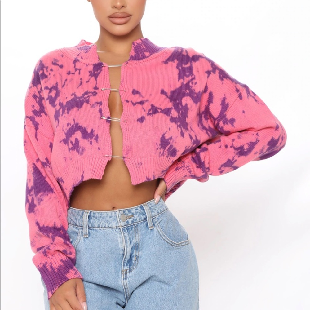 Fashion Nova Tie dye crop sweater